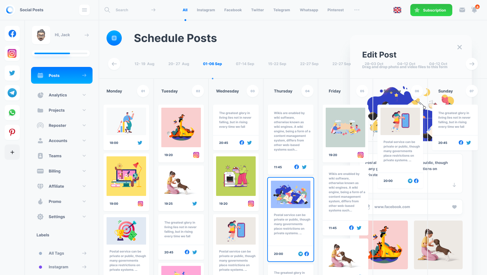 Social PostsDashboard